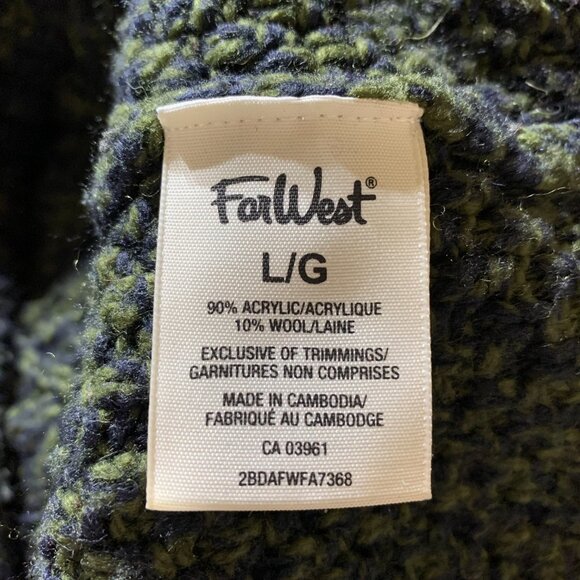 Vintage 90s Cable Knit Fisherman Chunky Sweater Large Black Olive Green Preppy - Picture 7 of 12